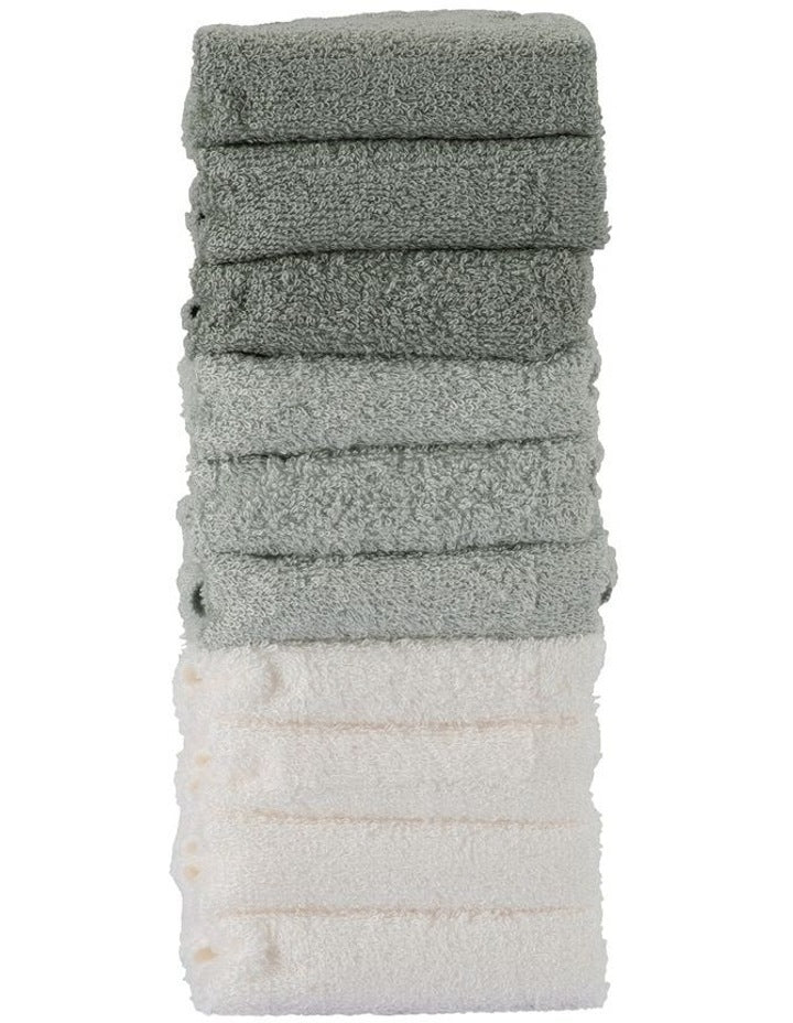Towelling Washer 10 Pack in Multi