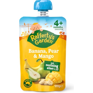 Rafferty's Garden Banana Pear & Mango Baby Food Puree Pouch 4+ Months 120g