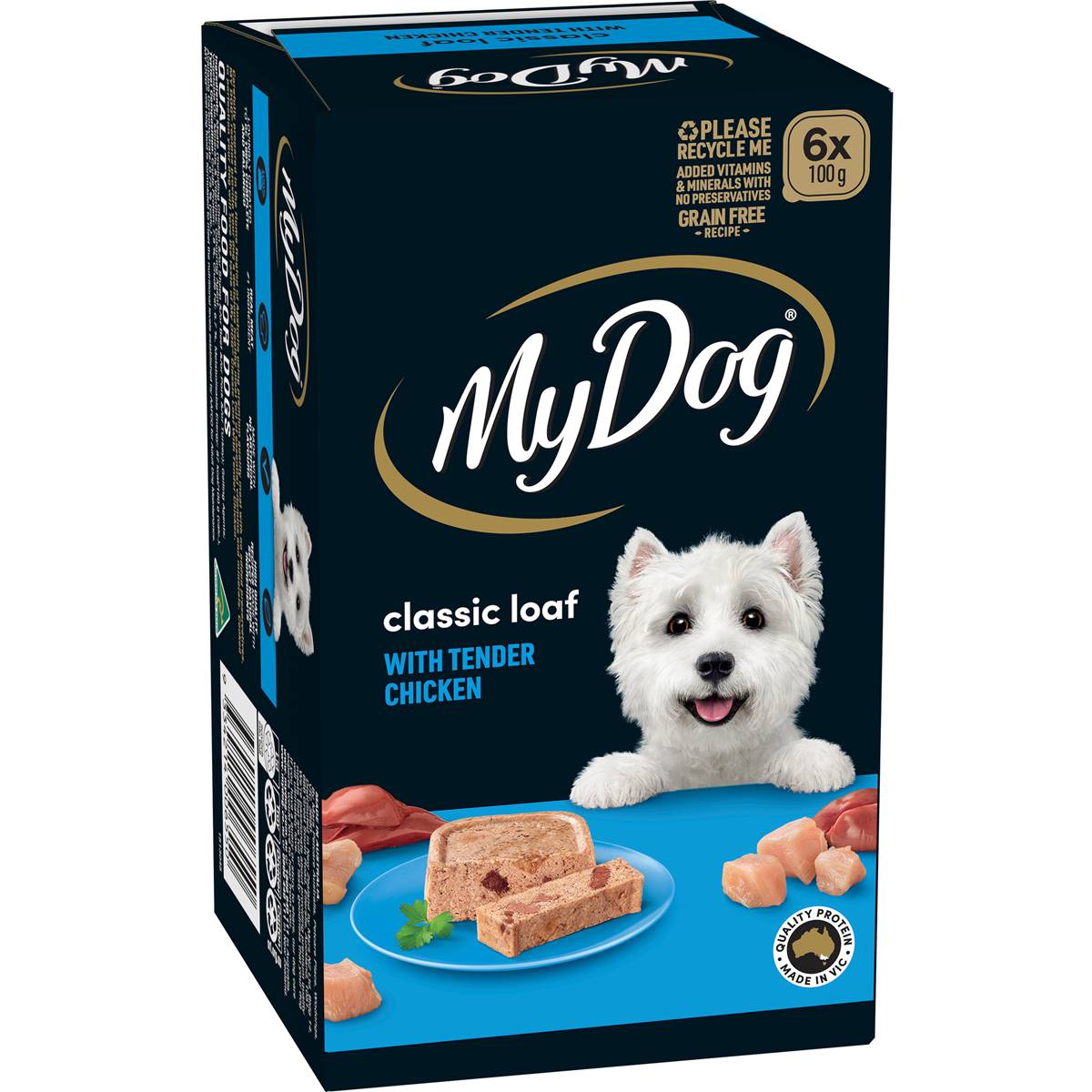 My Dog Adult Wet Dog Food Classic Loaf with Tender Chicken Trays 100g x 6 pack