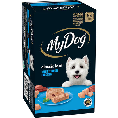 My Dog Adult Wet Dog Food Classic Loaf with Tender Chicken Trays 100g x 6 pack