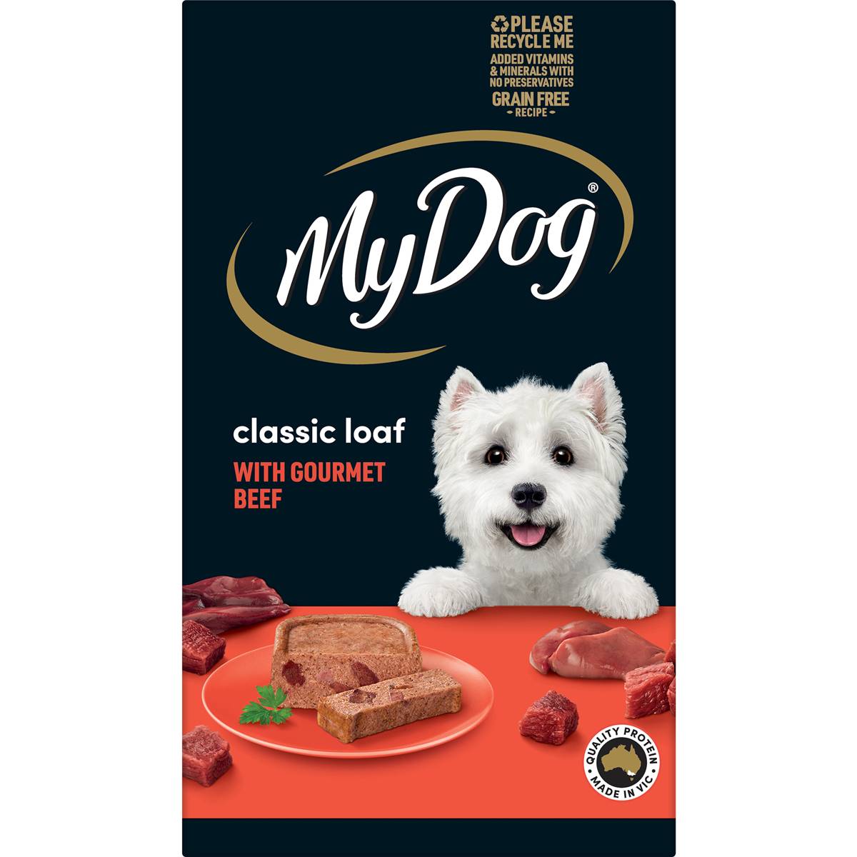 My Dog Adult Wet Dog Food Classic Loaf with Gourmet Beef Trays 100g x 6 pack