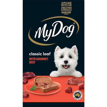 My Dog Adult Wet Dog Food Classic Loaf with Gourmet Beef Trays 100g x 6 pack