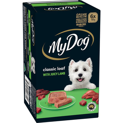My Dog Adult Wet Dog Food Classic Loaf with Juicy Lamb Trays 100g x 6 pack