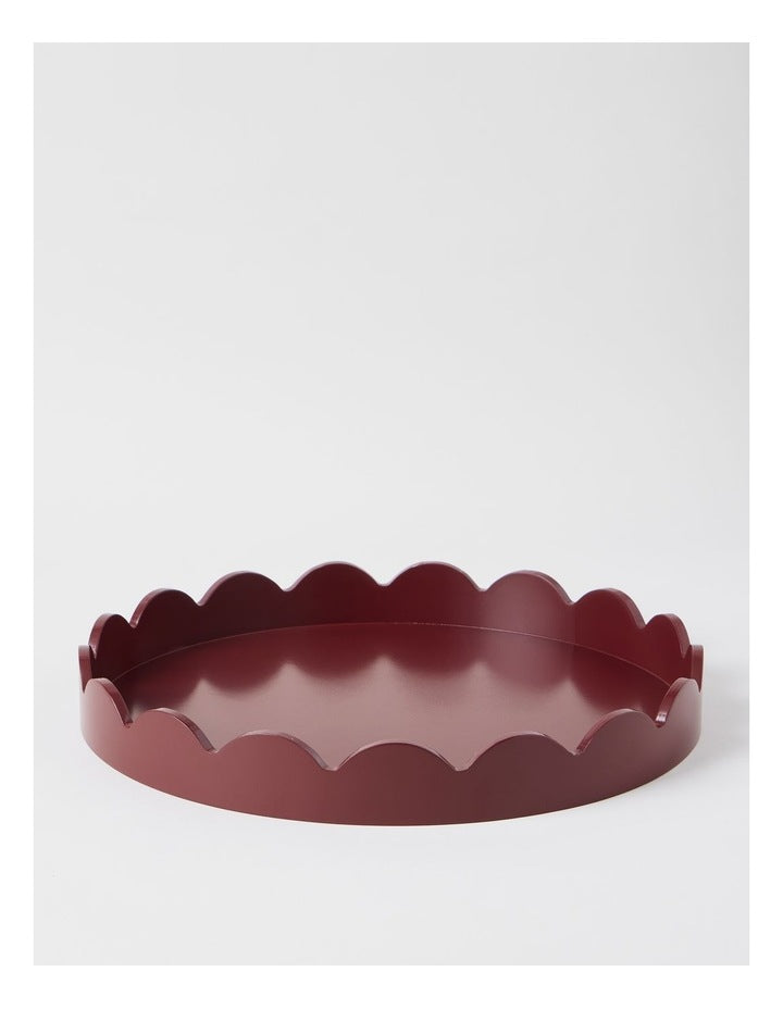 Cherry Coded Scalloped Tray in Red
