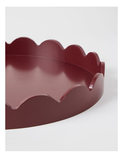 Cherry Coded Scalloped Tray in Red