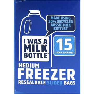 I Was A Milk Bottle Medium Freezer Resealable Slider Bags 15 pack