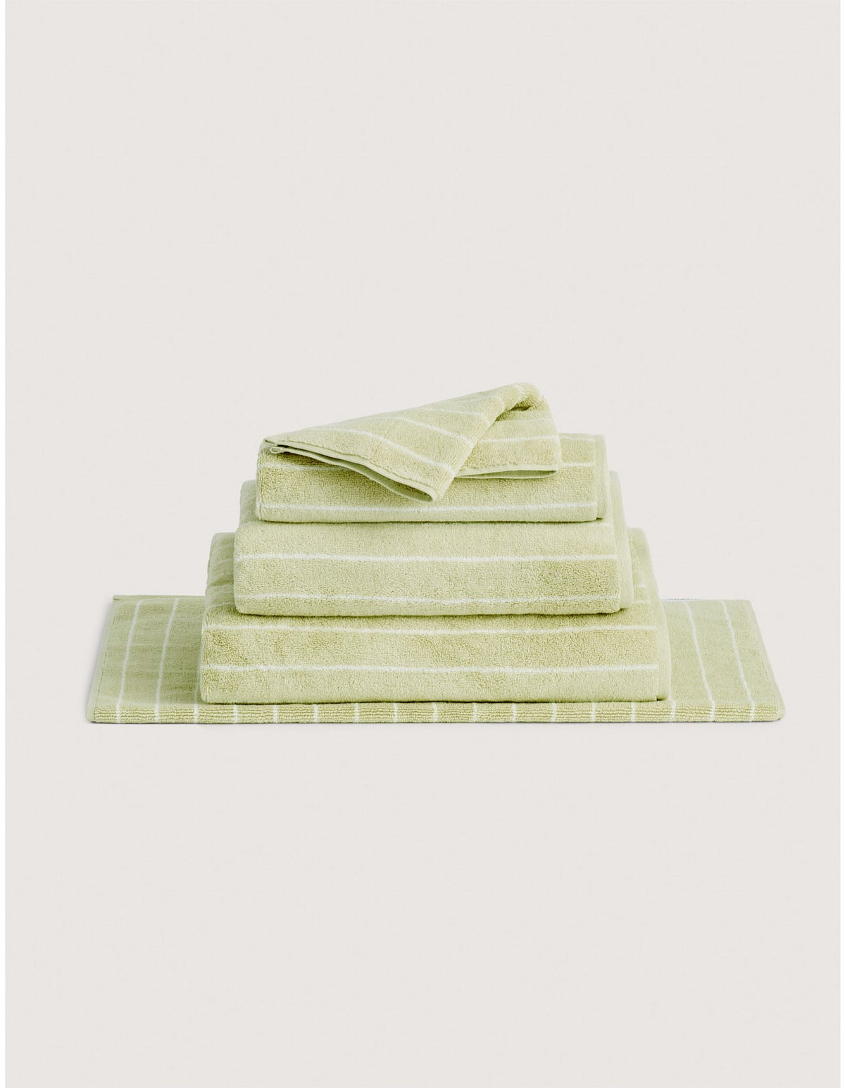 AVEN STRIPE FACE WASHER IN PISTACHIO