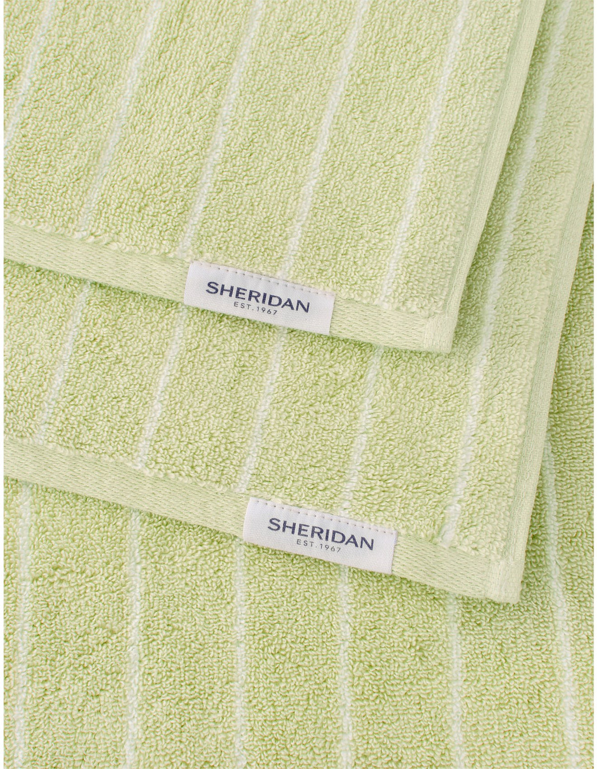 AVEN STRIPE FACE WASHER IN PISTACHIO