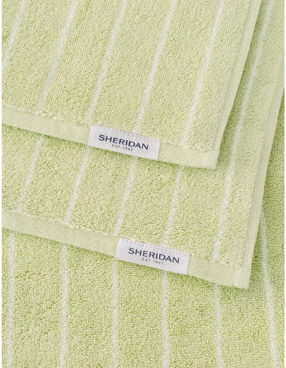 AVEN STRIPE FACE WASHER IN PISTACHIO