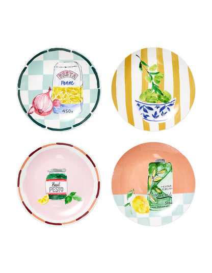 Valentina 20cm Side Plates Set of 4 Italian Pantry Print
