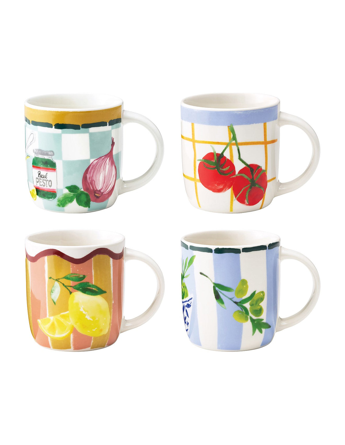 Valentina 250ml Mugs Set of 4 Porcelain Italian Print