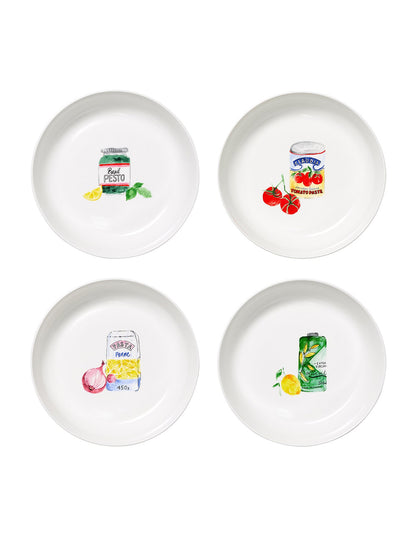 Valentina 21.5cm Set of 4 Porcelain Dinner Bowls Assorted Print
