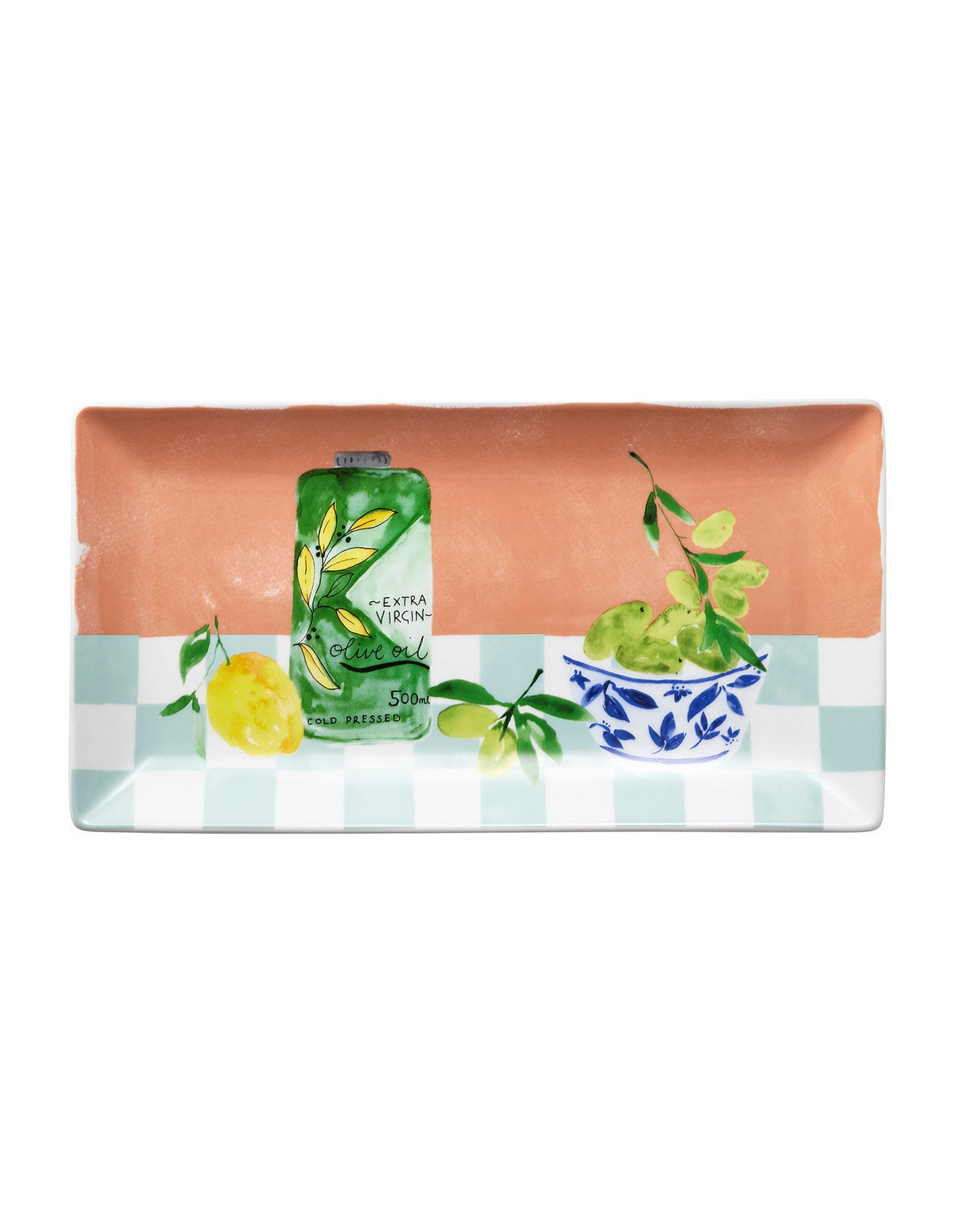 Valentina 29.5cm Rectangular Porcelain Serving Platter Olive Oil
