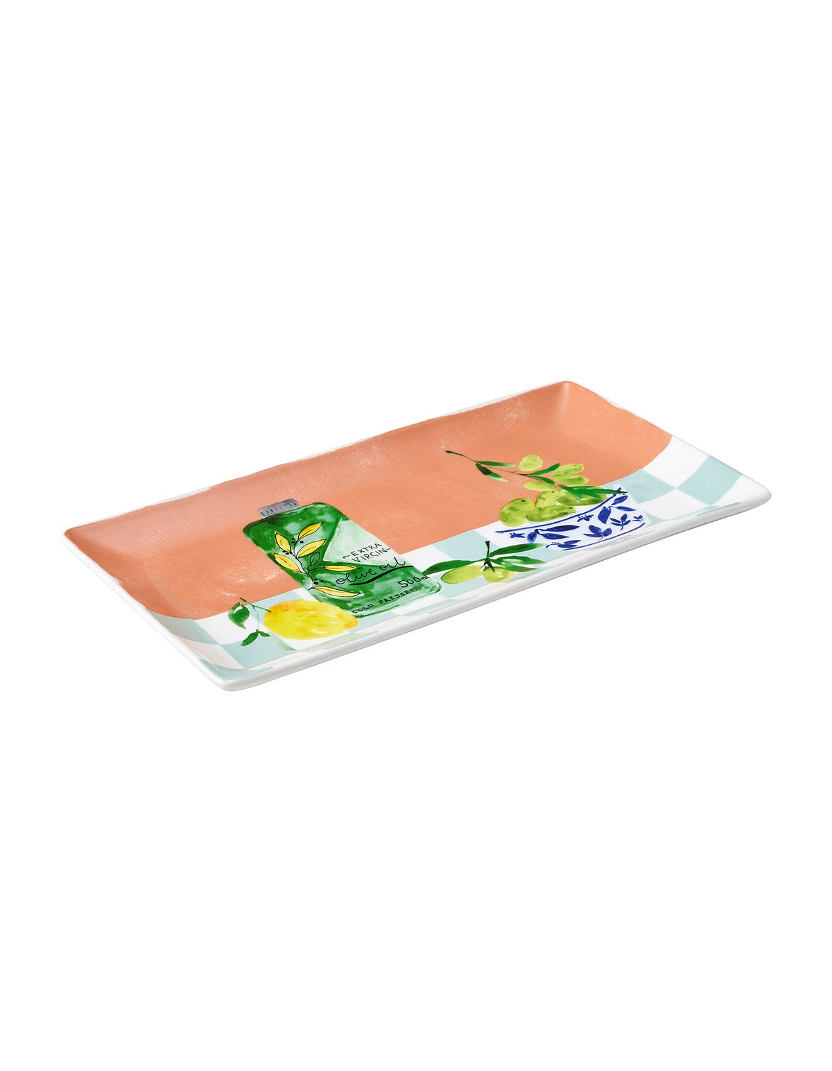 Valentina 29.5cm Rectangular Porcelain Serving Platter Olive Oil