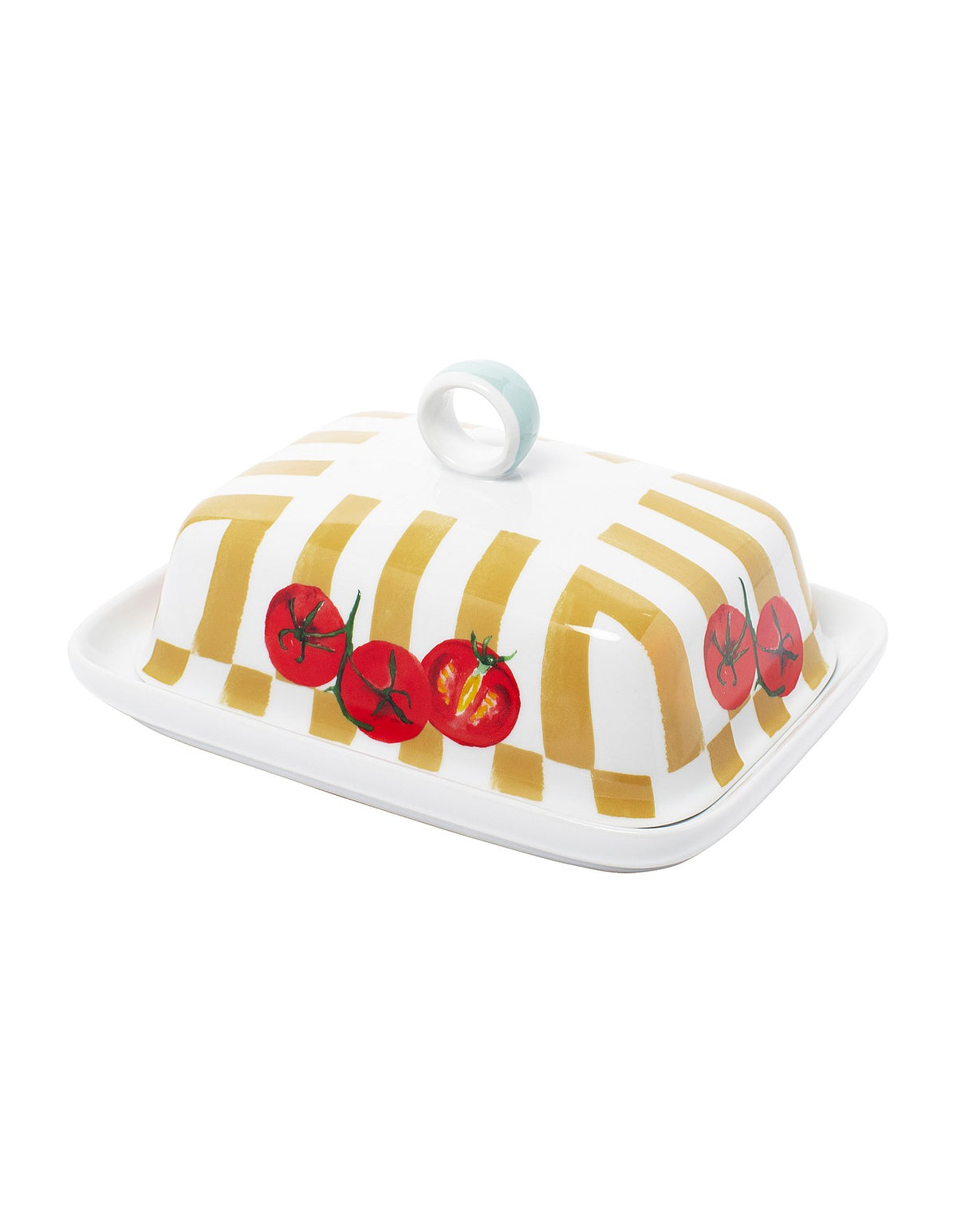 Valentina 18cm x 14cm Porcelain Butter Dish Tomato Print