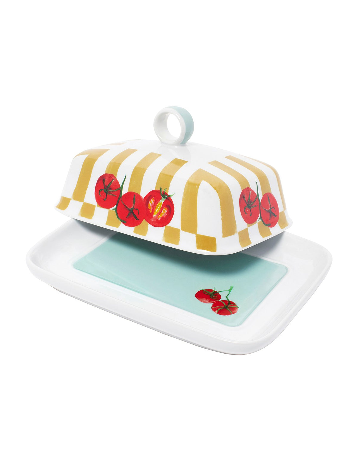 Valentina 18cm x 14cm Porcelain Butter Dish Tomato Print