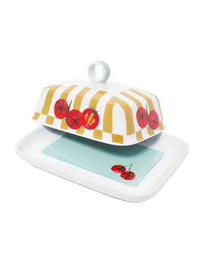 Valentina 18cm x 14cm Porcelain Butter Dish Tomato Print