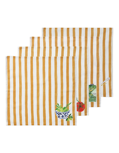 Valentina 45cm Set of 4 Cotton Napkins Vintage Stripe Print