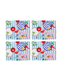 Cucina 34cm x 26.5cm Set of 4 Hard Top Placemats Mediterranean Print Set