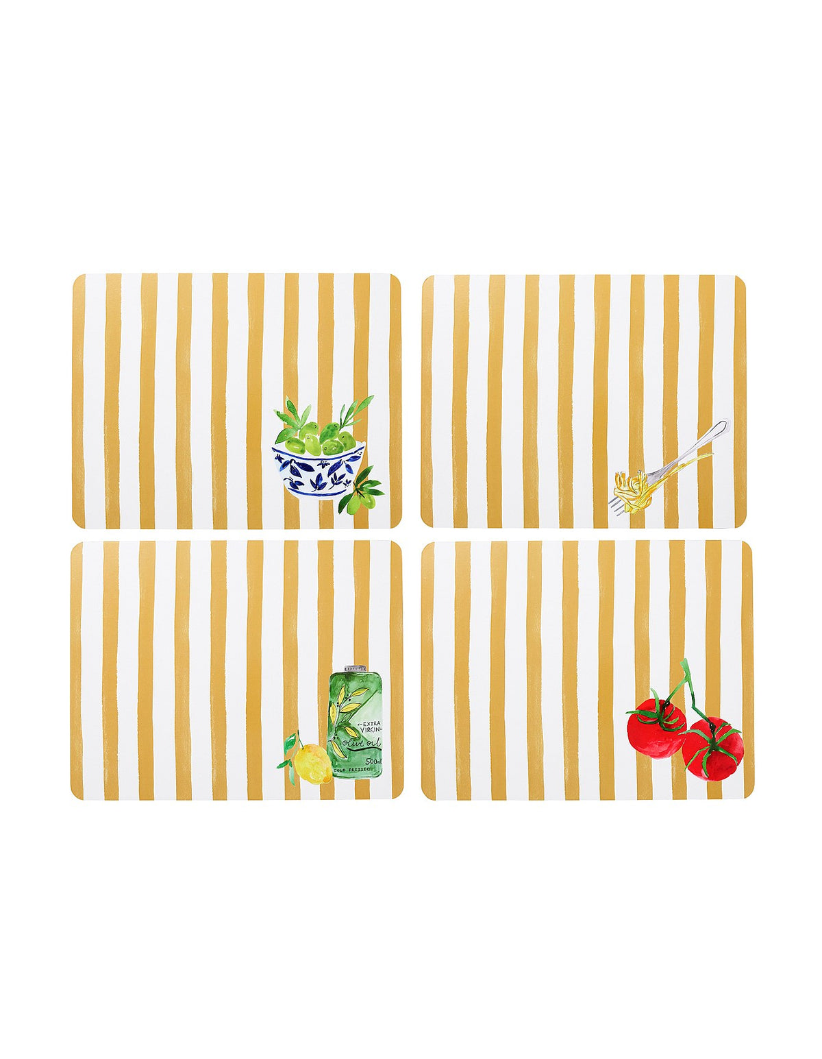 Florence 34cm x 26.5cm Set of 4 Cork Backed Placemats Rustic Stripe Print