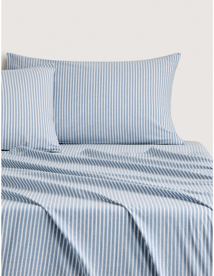 REILLY STRIPE DOUBLE SHEET SET IN CHAMBRAY