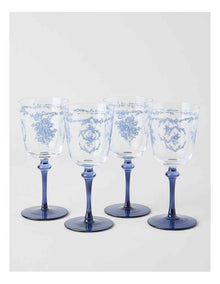 Mazarine Wine Glass 320ml Set of 4 in Blue