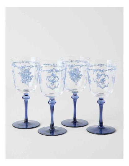 Mazarine Wine Glass 320ml Set of 4 in Blue