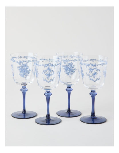 Mazarine Wine Glass 320ml Set of 4 in Blue