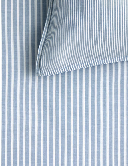 REILLY STRIPE DOUBLE QUILT COVER SET IN CHAMBRAY
