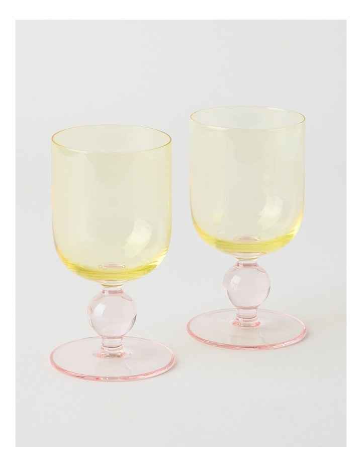 Coloured Cosy Wine Glass 340ml Set of 2 in Yellow