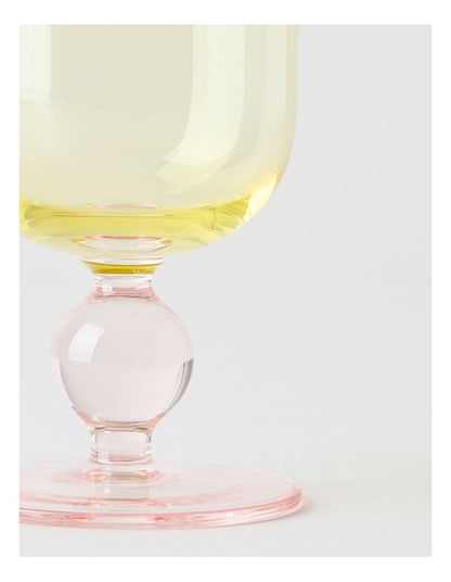 Coloured Cosy Wine Glass 340ml Set of 2 in Yellow
