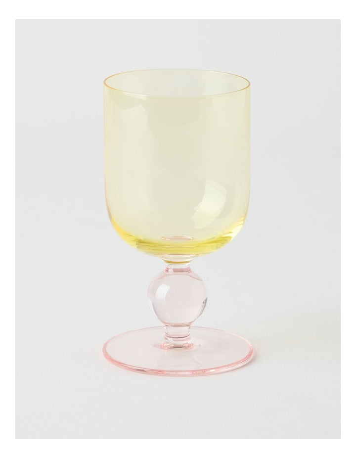 Coloured Cosy Wine Glass 340ml Set of 2 in Yellow