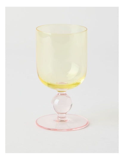 Coloured Cosy Wine Glass 340ml Set of 2 in Yellow