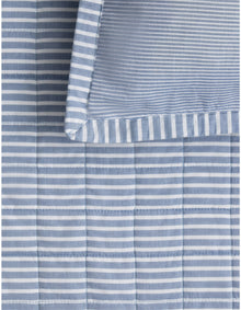 REILLY STRIPE QUEEN BED COVER IN CHAMBRAY