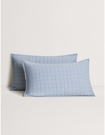 REILLY STRIPE PILLOWCASE SHAM IN CHAMBRAY