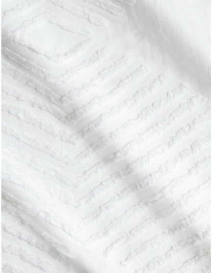 TEXTURES CUT GEOMETRIC QUEEN QUILT COVER SET IN WHITE