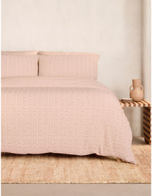 TEXTURES SEERSUCKER STRIPE QUILT COVER SET IN PINK SALT