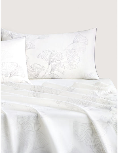 ABBOTSON GINGKO ONE SIZE FLAT SHEET IN WHITE