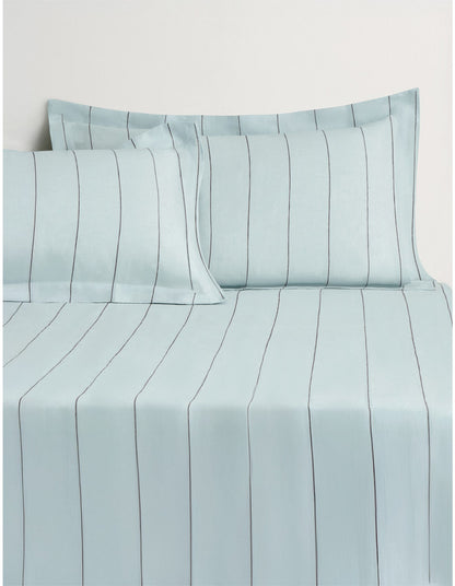 ABBOTSON STRIPE KING FITTED SHEET IN ICE