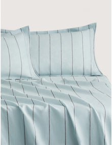ABBOTSON STRIPE QUEEN FLAT SHEET IN ICE