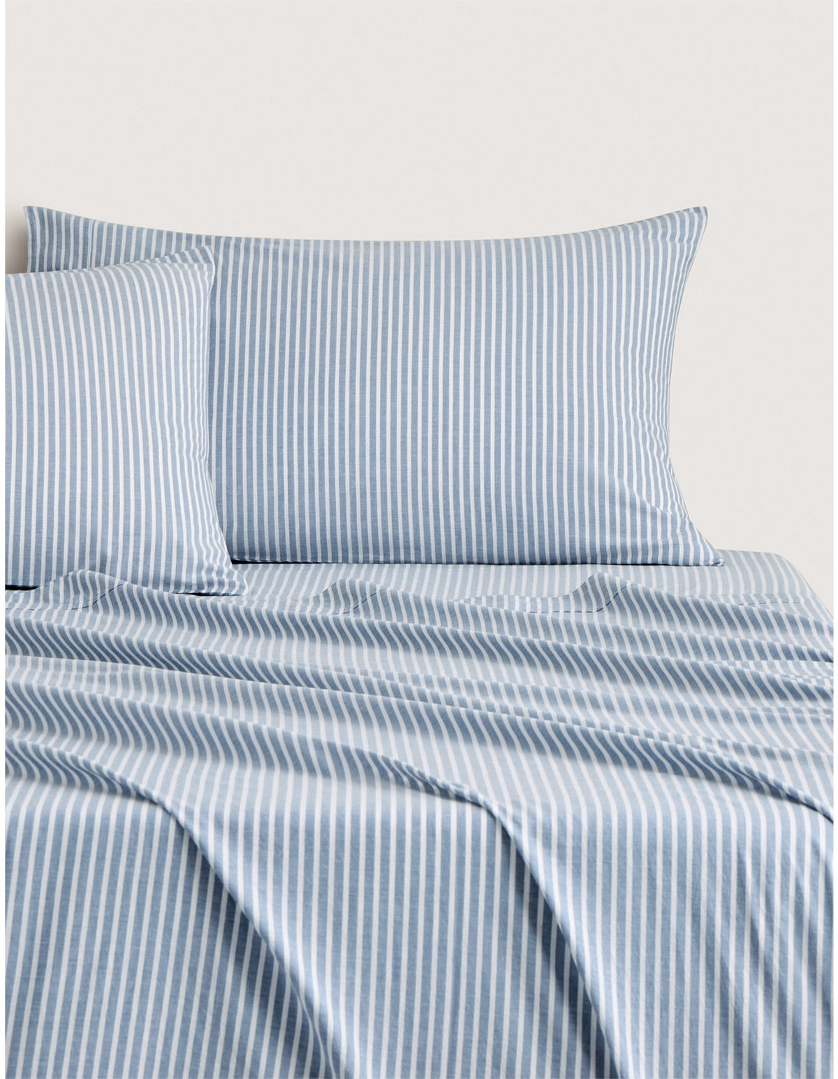 REILLY STRIPE QUEEN SHEET SET IN CHAMBRAY