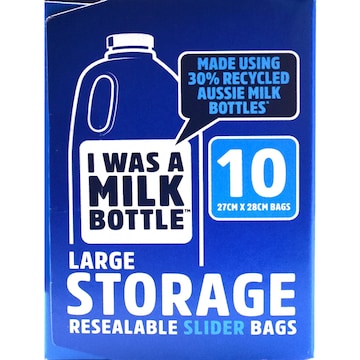 I Was A Milk Bottle Latge Storage Resealable Slider Bags 10 pack