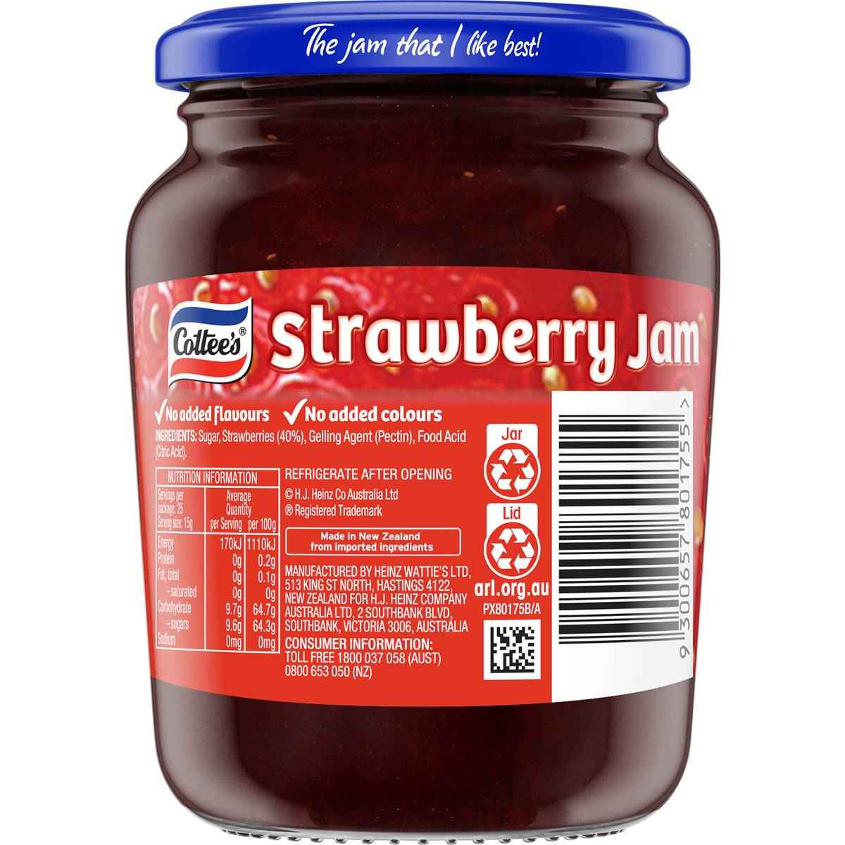 Cottee's Strawberry Jam 375g