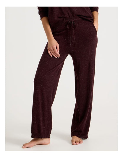 Cosy Scallop Edge Knit Wide Leg Pant in Burnt Fudge Marle