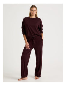 Cosy Scallop Edge Knit Wide Leg Pant in Burnt Fudge Marle