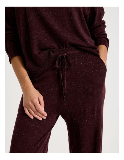 Cosy Scallop Edge Knit Wide Leg Pant in Burnt Fudge Marle