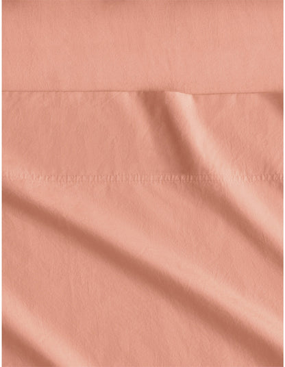 BAYLEY WASHED PERCALE SHEET SET KING IN PEACH BLUSH