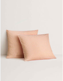 ROMI CHECK EUROPEAN PILLOWCASE IN ORANGE SORBET