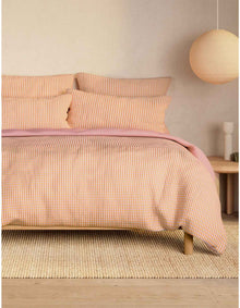 ROMI CHECK EUROPEAN PILLOWCASE IN ORANGE SORBET
