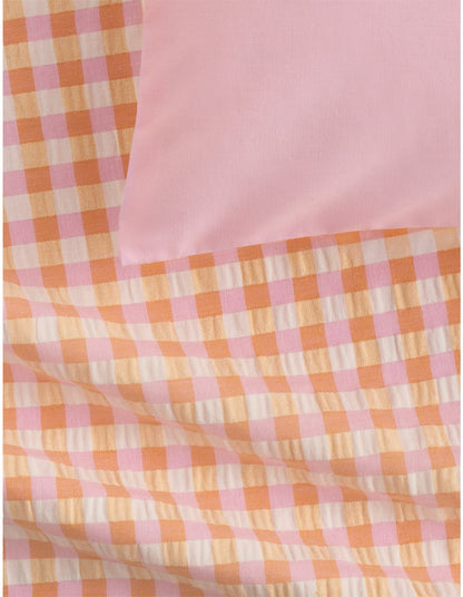 ROMI CHECK EUROPEAN PILLOWCASE IN ORANGE SORBET